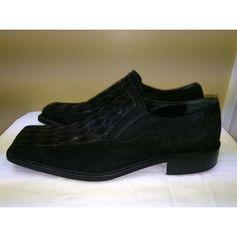 GUERRINO MARSILI  MEN  ITALIAN  SLIP ON BLACK LEATHER  SHOES SIZE  EURO 45